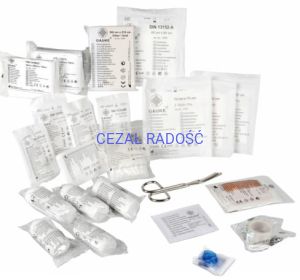 Kompletne wyposażenie/wkład do apteczki wg. normy DIN 13164 PLUS