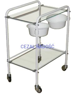 Stolik zabiegowy szklany 2-półkowy z miskami