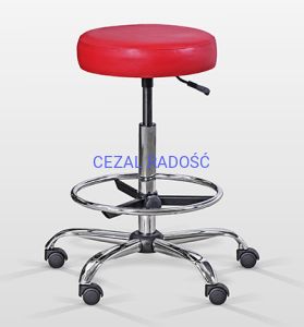 Taboret LEKO-1 podstawa chrom z podnóżkiem/grube siedzisko
