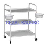 Stolik zabiegowy metalowy - 3 półkowy T-9 z miskami